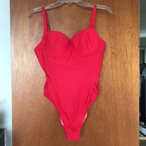 Red hot J. Crew demi cup swimsuit 10